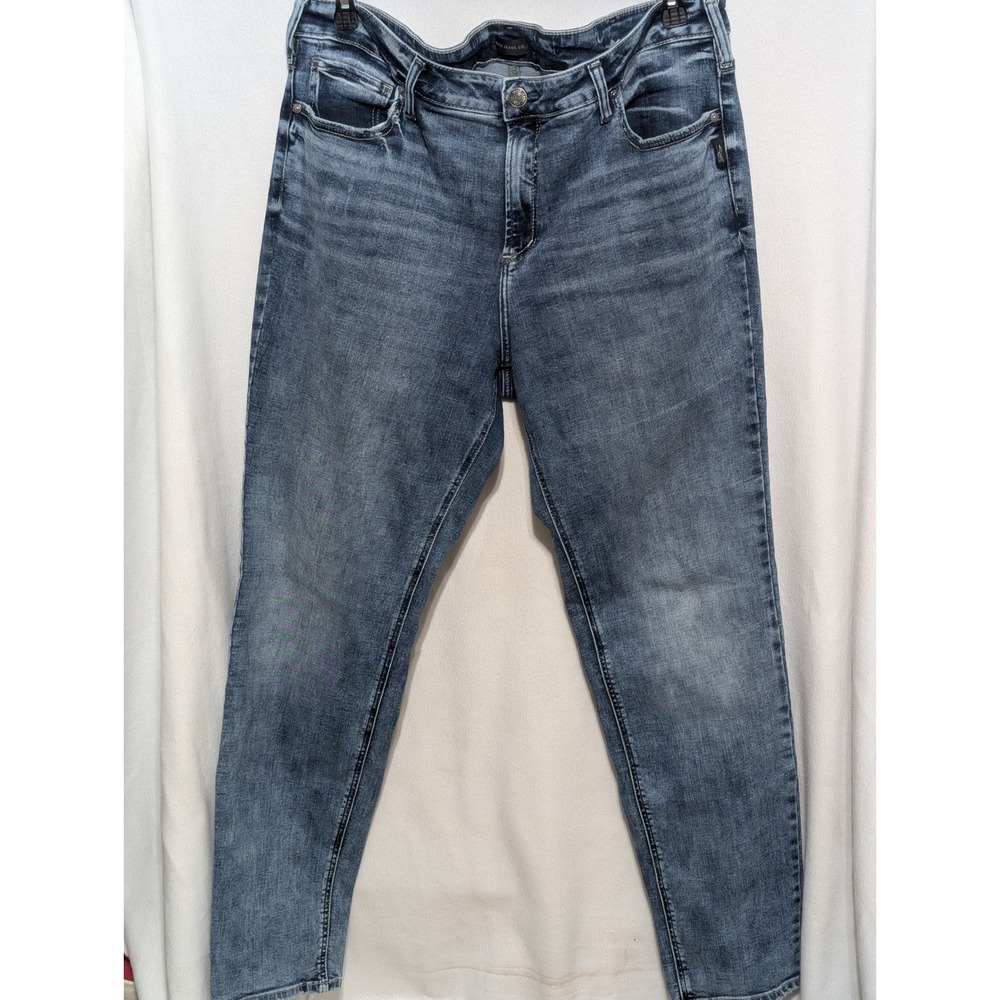 Silver Jeans Co Suki Straight Mid Rise Blue Denim Jeans W93413ECF204 Size 22 L33